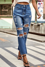 Load image into Gallery viewer, Distressed High Waist Straight Jeans
