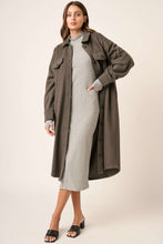 Load image into Gallery viewer, Mittoshop Button Up Drop Shoulder French Terry Longline Jacket
