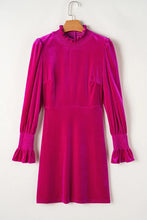 Load image into Gallery viewer, Frill Mock Neck Flounce Sleeve Mini Dress

