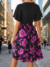 Load image into Gallery viewer, Tied Printed Surplice Short Sleeve Dress
