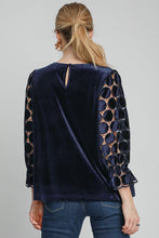 Load image into Gallery viewer, Umgee Polka Dot Lace Long Sleeve Round Neck Blouse
