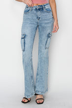 Load image into Gallery viewer, RISEN Full Size High Rise Cargo Flare Jeans
