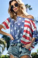 Load image into Gallery viewer, BiBi American Flag Theme Short Sleeve T-Shirt
