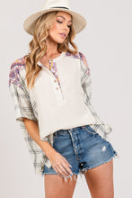 Load image into Gallery viewer, SAGE + FIG Plaid Half Button Gauze Top
