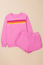 Load image into Gallery viewer, Full Size Contrast Striped Round Neck Top and Shorts Set
