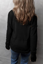 Load image into Gallery viewer, Waffle-Knit Exposed Seam Notched Long Sleeve Top
