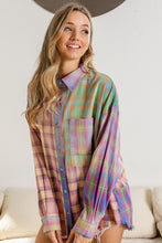 Load image into Gallery viewer, BiBi Plaid Color Block Button Up Shirt

