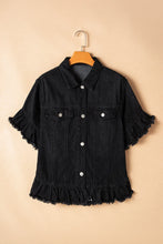 Load image into Gallery viewer, Raw Hem Button Up Denim Top
