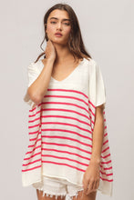 Load image into Gallery viewer, BiBi V Neck Striped Short Sleeve Top
