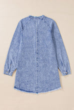 Load image into Gallery viewer, Raw Hem Button Down Long Sleeve Denim Dress
