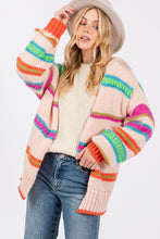 Load image into Gallery viewer, SAGE + FIG Rainbow Striped Open Front Knit Cardigan
