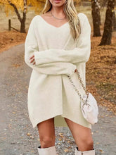 Load image into Gallery viewer, V-Neck Dropped Shoulder Sweater Dress
