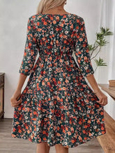 Load image into Gallery viewer, Frill Floral Round Neck Dress

