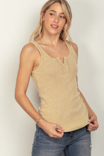 Load image into Gallery viewer, VERY J Washed Ribbed Tank with Placket Detail
