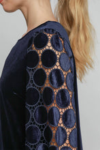 Load image into Gallery viewer, Umgee Polka Dot Lace Long Sleeve Round Neck Blouse
