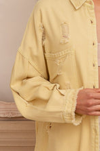 Load image into Gallery viewer, POL Button Down Raw Hem Distressed Shacket
