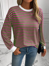 Load image into Gallery viewer, Ivy Lane Striped Round Neck Long Sleeve Sweatshirt
