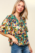 Load image into Gallery viewer, Haptics Full Size Frill Floral Puff Sleeve Peplum Blouse
