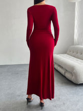 Load image into Gallery viewer, Devine Ruched Long Sleeve Maxi Dress

