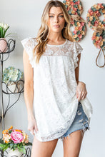 Load image into Gallery viewer, Heimish Full Size Round Neck Cap Sleeve Lace Top
