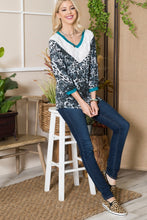Load image into Gallery viewer, Celeste Full Size Animal Print Eyelet V-Neck Top
