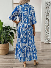 Load image into Gallery viewer, Printed Notched Half Sleeve Maxi Dress
