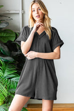 Load image into Gallery viewer, Heimish Full Size Short Sleeve Ribbed Romper with Pockets
