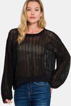 Load image into Gallery viewer, Zenana Hollow Out Long Sleeve Knit Cover Up
