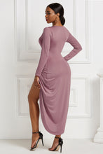 Load image into Gallery viewer, High-low Ruched Surplice Long Sleeve Dress
