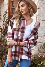 Load image into Gallery viewer, Plaid Dropped Shoulder Pocket Shacket
