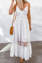 Load image into Gallery viewer, Buttoned Spliced Lace Spaghetti Strap Maxi Dress
