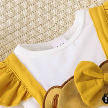 Load image into Gallery viewer, Bow Tie Skirt Bear Detail Round Neck Dress
