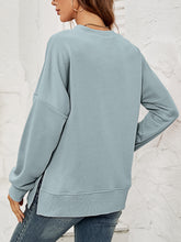 Load image into Gallery viewer, Round Neck Dropped Shoulder Slit Sweatshirt
