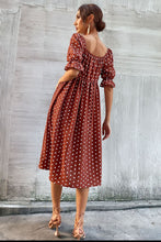 Load image into Gallery viewer, Polka Dot Square Neck Flounce Sleeve Dress

