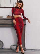 Load image into Gallery viewer, Snakeskin Print Crop Top and Pencil Skirt Set

