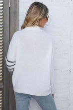 Load image into Gallery viewer, Ribbed Notched Neck Striped Long Sleeve Sweater

