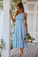 Load image into Gallery viewer, Ditsy Floral Smocked One-Shoulder Dress
