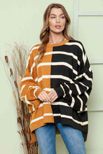 Load image into Gallery viewer, Striped Dropped Shoulder Round Neck Blouse
