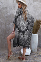 Load image into Gallery viewer, Printed Tassel Trim Open Front Cardigan
