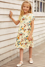 Load image into Gallery viewer, Girls Floral Round Neck Short Sleeve Dress with Pockets
