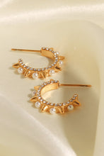 Load image into Gallery viewer, Inlaid Rhinestone Faux Pearl Earrings
