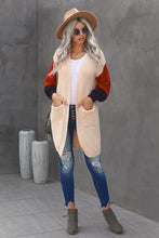 Load image into Gallery viewer, Color Block Rib-Knit Longline Cardigan with Front Pockets
