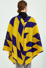 Load image into Gallery viewer, Two-Tone Accordion Pleated Slit V-Neck Poncho
