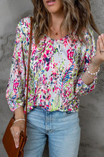 Load image into Gallery viewer, Printed Round Neck Balloon Sleeve Blouse
