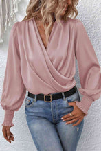 Load image into Gallery viewer, Surplice Neck Lantern Sleeve Blouse
