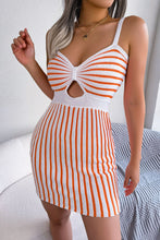 Load image into Gallery viewer, Striped Cutout Spaghetti Strap Knit Dress

