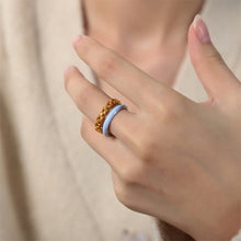 Load image into Gallery viewer, Enamel 18K Gold-Plated Open Ring
