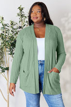 Load image into Gallery viewer, Basic Bae Full Size Ribbed Open Front Cardigan with Pockets
