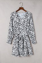 Load image into Gallery viewer, Printed Tie-Waist Long Sleeve A-line Dress

