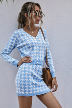 Load image into Gallery viewer, Houndstooth Button Front Sweater and Skirt Set
